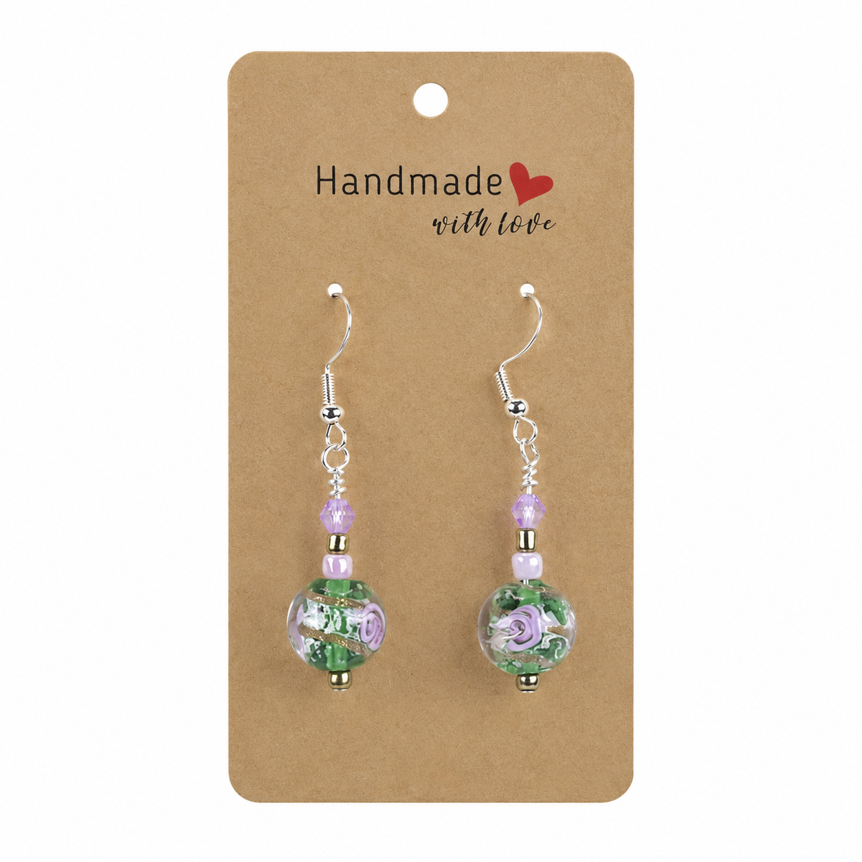 Earring Glass Bead Green